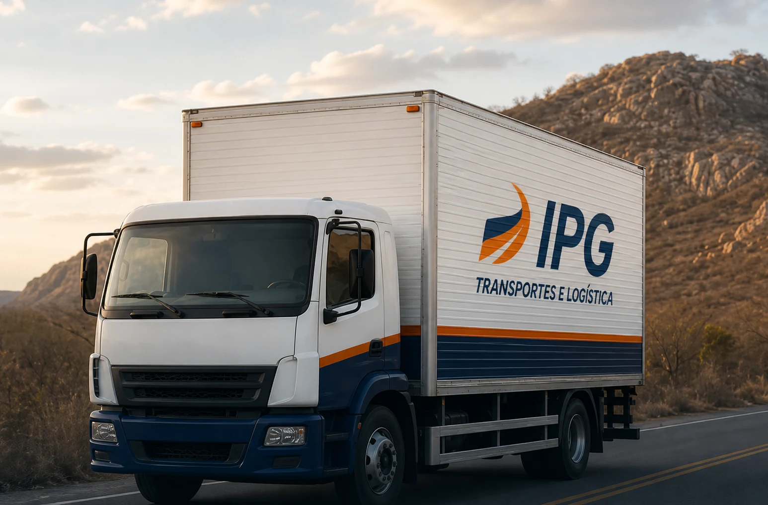 Cena representativa de caminhão com identidade visual da IPG em rota pelo interior da Paraíba
